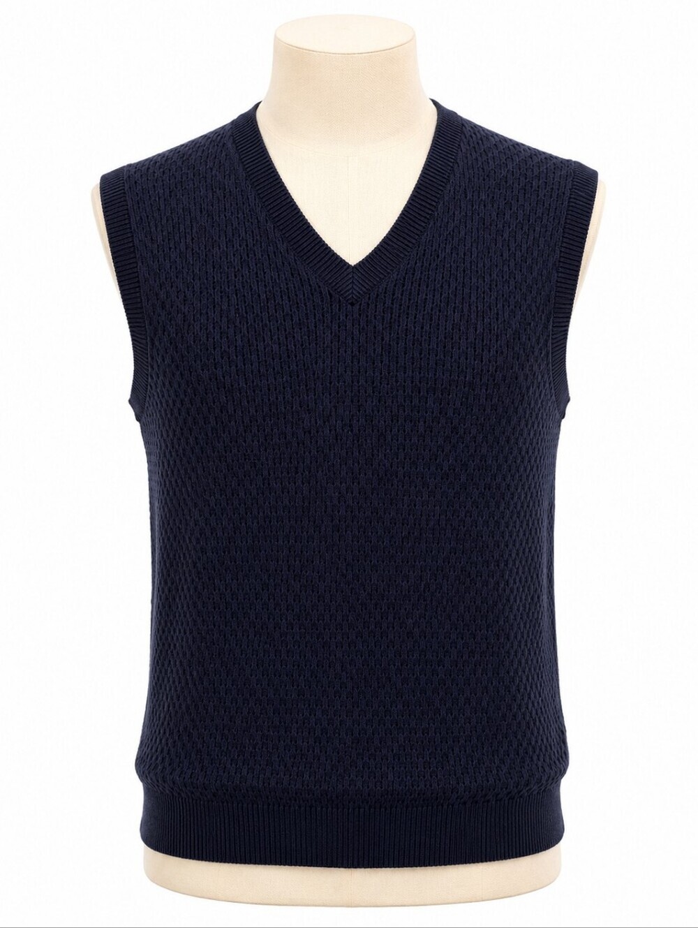 Izod Men's NWT Textured Navy Blue Pullover Sweater Vest Sz L Preppy Academia